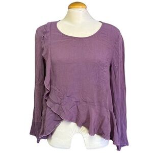 Women's O'Neill Medium Purple Ruffled Long Sleeve Blouse | GUC 💜👚